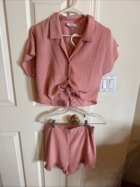 Sage Pink Polka Dot Two-Piece Set
